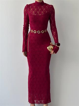 Beela Midi Dantel Tasarım Elbise