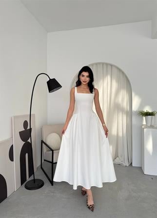 Kalın Askılı Hera Uzun Atlas Elbise