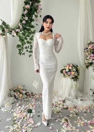 Jelon Uzun Dantel Tasarım Elbise