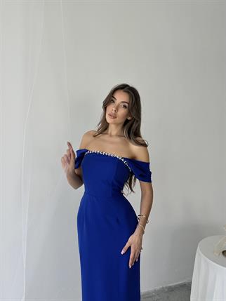 Elenor Uzun Atlas Elbise