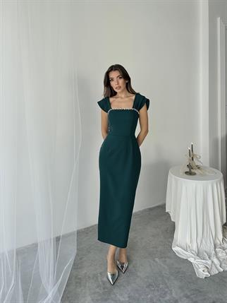 Elenor Uzun Atlas Elbise