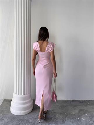 Elenor Uzun Atlas Elbise