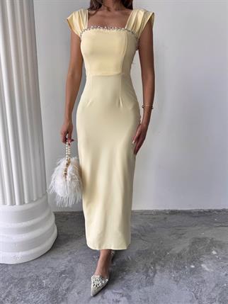 Elenor Uzun Atlas Elbise