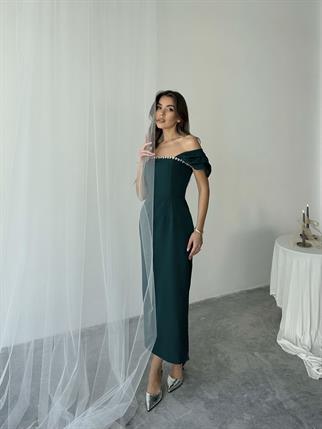 Elenor Uzun Atlas Elbise