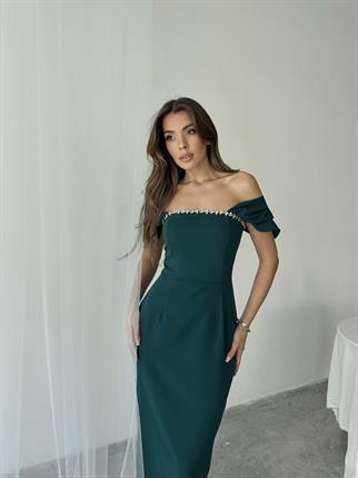 Elenor Uzun Atlas Elbise