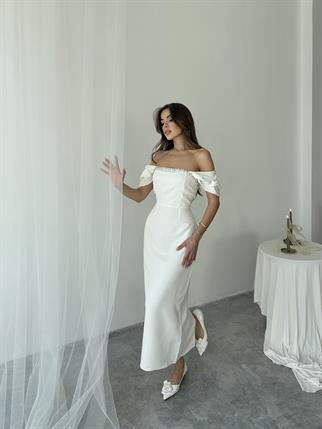 Elenor Uzun Atlas Elbise