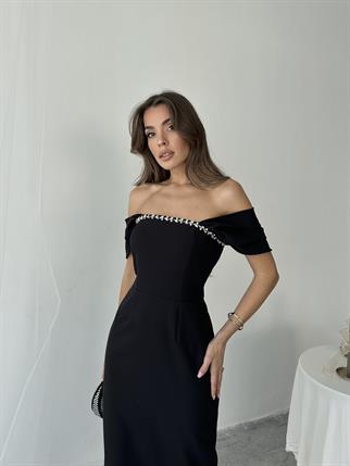 Elenor Uzun Atlas Elbise