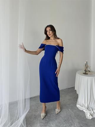 Elenor Uzun Atlas Elbise