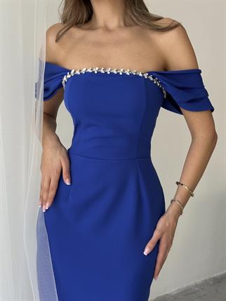 Elenor Uzun Atlas Elbise