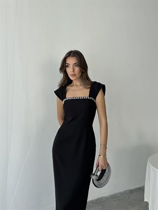 Elenor Uzun Atlas Elbise