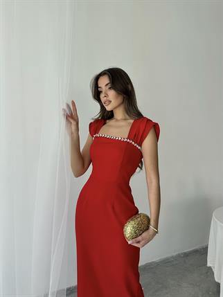 Elenor Uzun Atlas Elbise