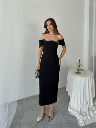 Elenor Uzun Atlas Elbise