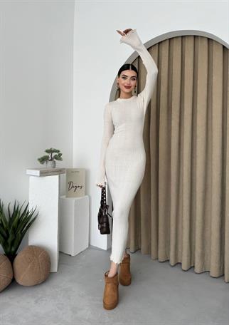 Elika Bisiklet Yaka Triko Elbise