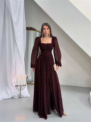 Vitange Korse Detaylı Uzun Tasarım Dantel Elbise