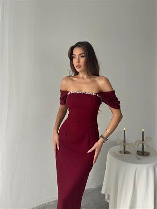 Elenor Uzun Atlas Elbise