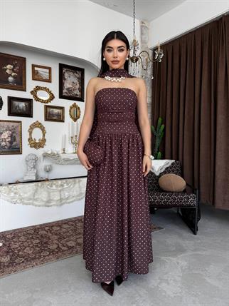 Penas Straplez Puantiyeli Elbise