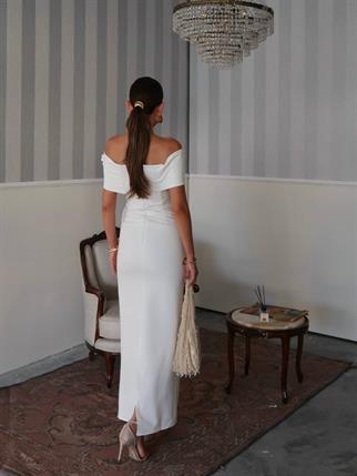 Rina Tasarım Çiçek Detay Uzun Elbise