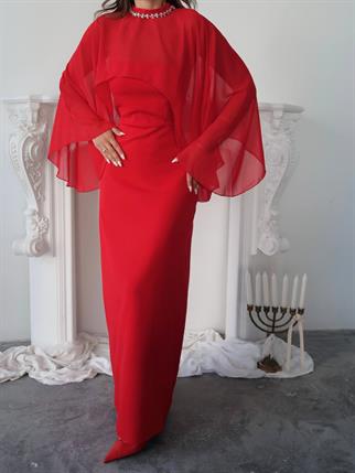 Alesta Tül Detaylı Tasarım Uzun Elbise