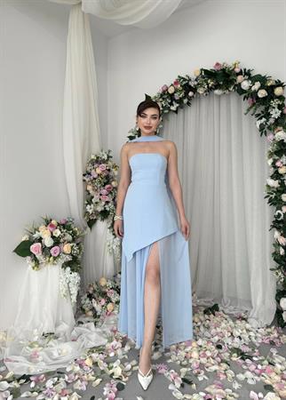 Luen Yırtmaç Detaylı Elbise