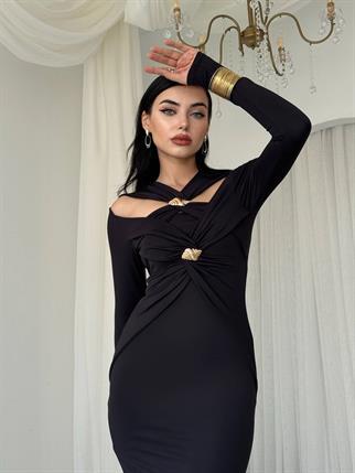 Dande Broş Detaylı Elbise