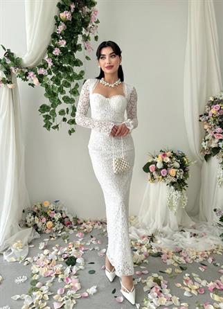 Jelon Uzun Dantel Tasarım Elbise