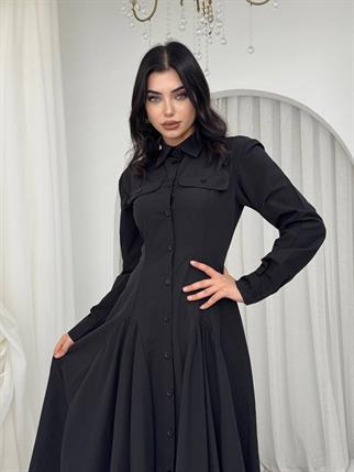 Feris Düğme Detaylı Elbise