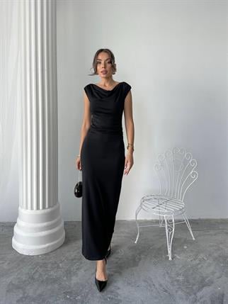 Pars Uzun Degaje Yaka Uzun Sandy Elbise