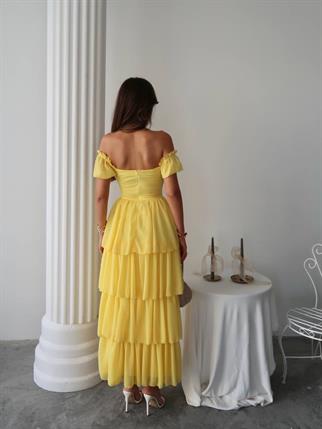 Zuzu Straplez Şifon Uzun Elbise