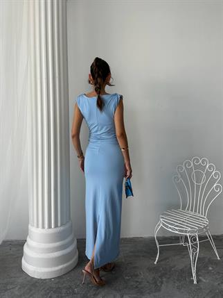 Pars Uzun Degaje Yaka Uzun Sandy Elbise 