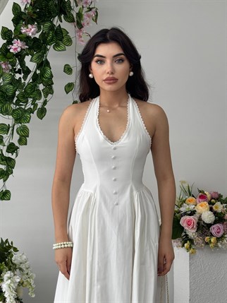 Nora Halter Yaka Poplin Elbise