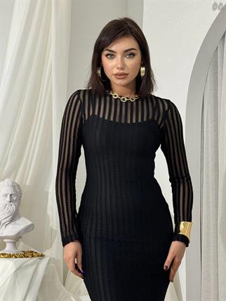 Polin Midi Tül Detay Elbise