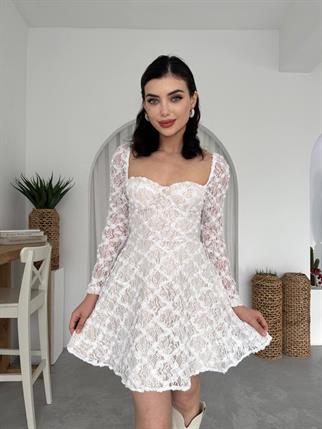 Filipina Tasarım Kalp Yaka Mini Tasarım Elbise