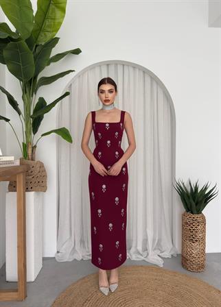 Francisco Taşlı Atlas Uzun Elbise  