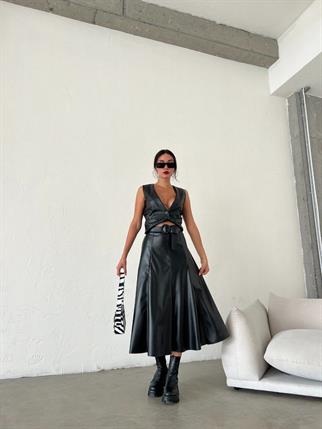 Gavi Deri Etek - Siyah