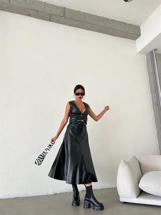 Gavi Deri Etek - Siyah