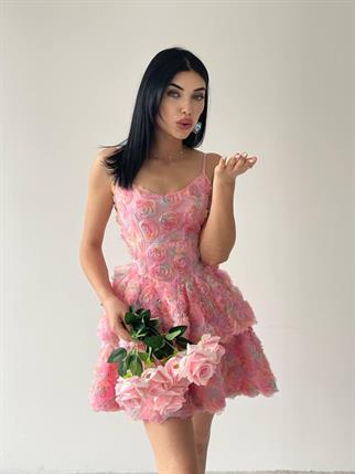 Gül Pembe Mini Elbise 