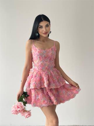 Gül Pembe Mini Elbise 