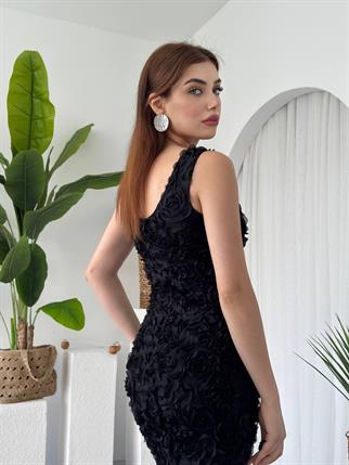 Gül Tasarım Sıfır Kollu Uzun Edna Elbise