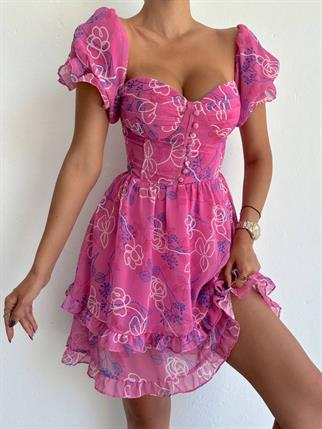 Hailey Şifon Elbise - Pembe