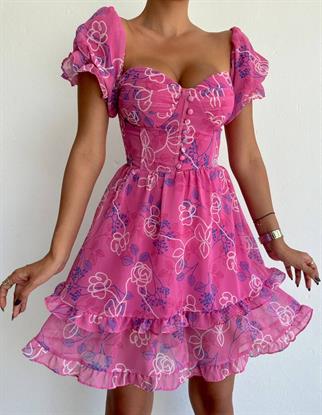 Hailey Şifon Elbise - Pembe