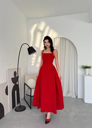 Hera Uzun Kalın Askılı Elbise