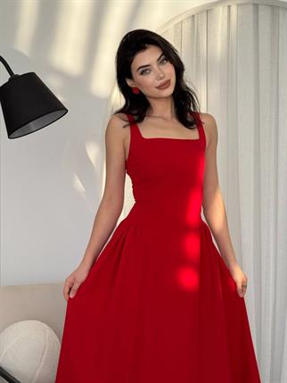 Hera Uzun Kalın Askılı Elbise