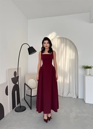 Hera Uzun Kalın Askılı Elbise