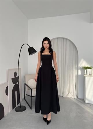 Hera Uzun Kalın Askılı Elbise