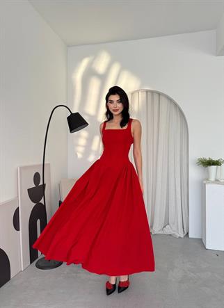 Hera Uzun Kalın Askılı Elbise