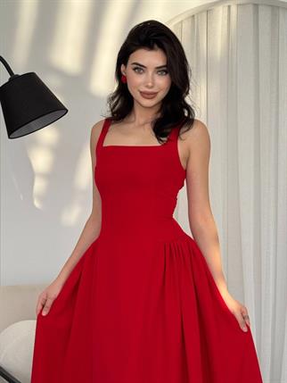 Hera Uzun Kalın Askılı Elbise