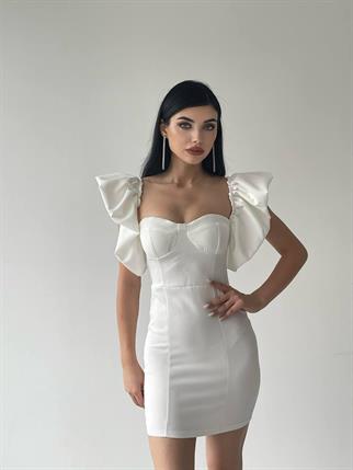 Hope Sırt Dekolteli Mini Elbise - Beyaz