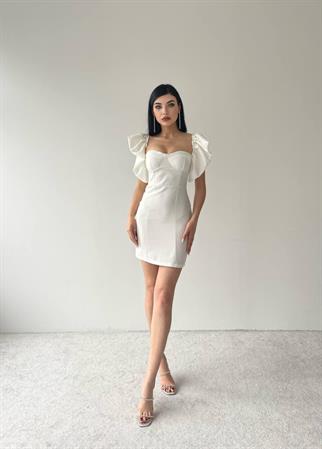 Hope Sırt Dekolteli Mini Elbise - Beyaz