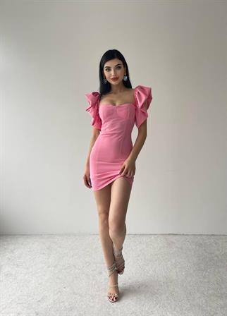 Hope Sırt Dekolteli Mini Elbise - Pembe