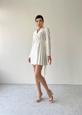 Jacob Mini Pile Elbise - Beyaz